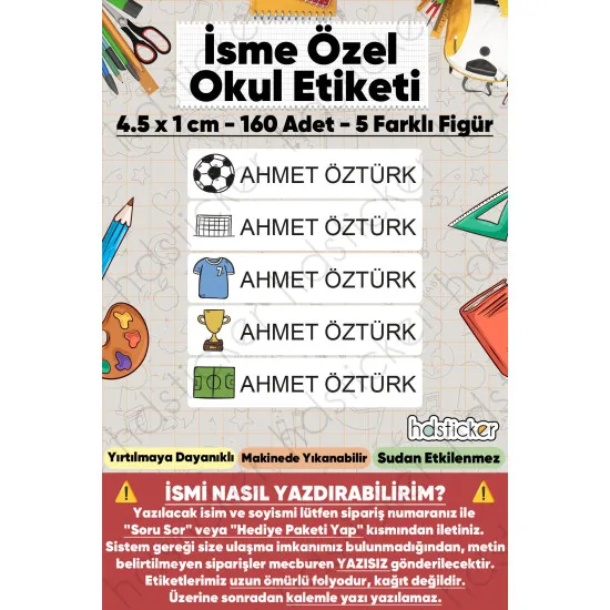 200 Adet Futbol Desenli İsme Özel Okul Etiketi Kişiye Özel İsim Baskılı Kalem Defter Kitap Matara Beslenme Çantası Kreş Anaokulu Öğrenci Sticker Seti Suya Dayanıklı Silinmez Folyo Yıkanabilir Çıkartma 200 Adet Futbol Desenli İsme Özel Okul Etiketi Kişiye Özel İsim Baskılı Kalem Defter Kitap Matara Beslenme Çantası Kreş Anaokulu Öğrenci Sticker Seti Suya Dayanıklı Silinmez Folyo Yıkanabilir Çıkartma