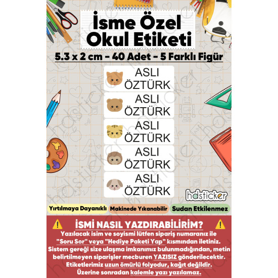 200 Adet Sevimli Hayvanlar Desenli İsme Özel Okul Etiketi Kişiye Özel İsim Baskılı Kalem Defter Kitap Matara Beslenme Çantası Kreş Anaokulu Öğrenci Sticker Seti Suya Dayanıklı Silinmez Folyo Çıkartma 200 Adet Sevimli Hayvanlar Desenli İsme Özel Okul Etiketi Kişiye Özel İsim Baskılı Kalem Defter Kitap Matara Beslenme Çantası Kreş Anaokulu Öğrenci Sticker Seti Suya Dayanıklı Silinmez Folyo Çıkartma
