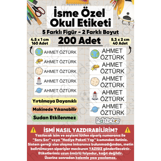 200 Adet Uzay Desenli İsme Özel Okul Etiketi Kişiye Özel İsim Baskılı Kalem Defter Kitap Matara Beslenme Çantası Kreş Anaokulu Öğrenci Sticker Seti Suya Dayanıklı Silinmez Folyo Yıkanabilir Çıkartma 200 Adet Uzay Desenli İsme Özel Okul Etiketi Kişiye Özel İsim Baskılı Kalem Defter Kitap Matara Beslenme Çantası Kreş Anaokulu Öğrenci Sticker Seti Suya Dayanıklı Silinmez Folyo Yıkanabilir Çıkartma