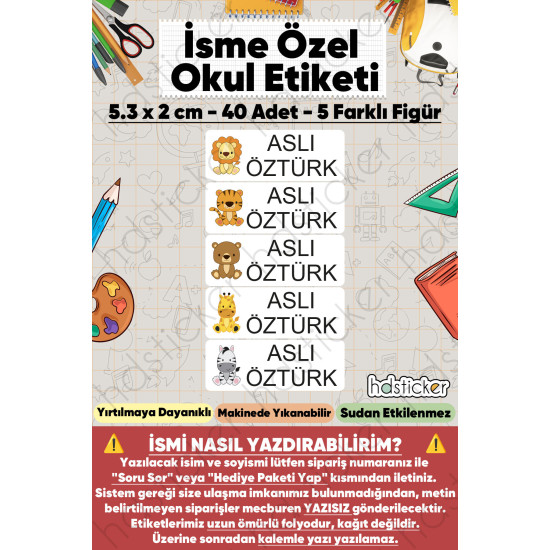 200 Adet Sevimli Hayvanlar Desenli İsme Özel Okul Etiketi Kişiye Özel İsim Baskılı Kalem Defter Kitap Matara Beslenme Çantası Kreş Anaokulu Öğrenci Sticker Seti Suya Dayanıklı Silinmez Folyo Çıkartma 200 Adet Sevimli Hayvanlar Desenli İsme Özel Okul Etiketi Kişiye Özel İsim Baskılı Kalem Defter Kitap Matara Beslenme Çantası Kreş Anaokulu Öğrenci Sticker Seti Suya Dayanıklı Silinmez Folyo Çıkartma