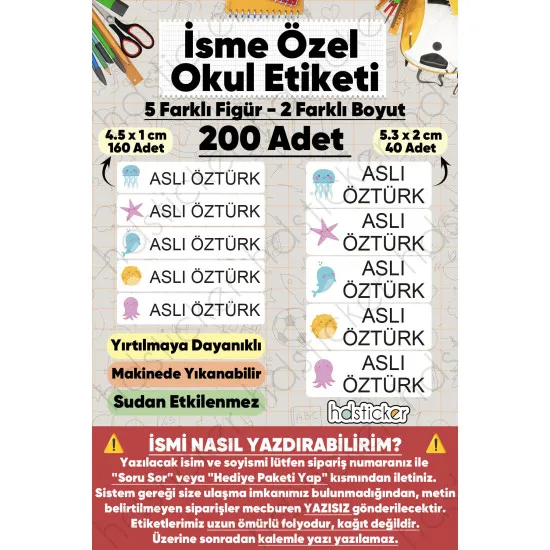 200 Adet Deniz Desenli İsme Özel Okul Etiketi Kişiye Özel İsim Baskılı Kalem Defter Kitap Matara Beslenme Çantası Kreş Anaokulu Öğrenci Sticker Seti Suya Dayanıklı Silinmez Yıkanabilir Folyo Çıkartma 200 Adet Deniz Desenli İsme Özel Okul Etiketi Kişiye Özel İsim Baskılı Kalem Defter Kitap Matara Beslenme Çantası Kreş Anaokulu Öğrenci Sticker Seti Suya Dayanıklı Silinmez Yıkanabilir Folyo Çıkartma