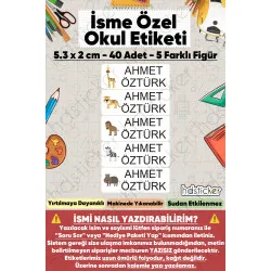 200 Adet Sevimli Hayvanlar Desenli İsme Özel Okul Etiketi Kişiye Özel İsim Baskılı Kalem Defter Kitap Matara Beslenme Çantası Kreş Anaokulu Öğrenci Sticker Seti Suya Dayanıklı Silinmez Folyo Çıkartma