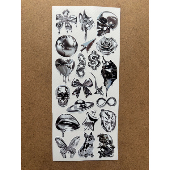 21 Adet Silver Temalı Sticker Seti Ajanda Planner Bullet Journal Laptop Telefon Etiket Çıkartma Mini 21 Adet Silver Temalı Sticker Seti Ajanda Planner Bullet Journal Laptop Telefon Etiket Çıkartma Mini