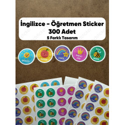 300 Adet Öğretmen Sticker Seti - Ödev Kontrol, Öğrenci Ödül, Aferin Bravo Motivasyon Etiketleri P1