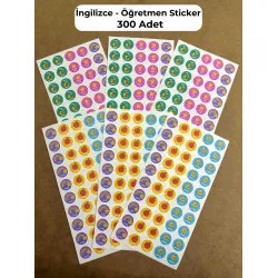 300 Adet Öğretmen Sticker Seti - Ödev Kontrol, Öğrenci Ödül, Aferin Bravo Motivasyon Etiketleri P1