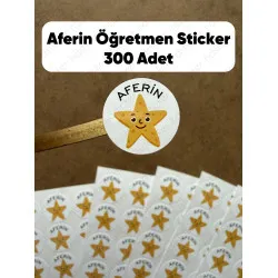 300 Adet Öğretmen Sticker Seti - Ödev Kontrol, Öğrenci Ödül, Aferin Bravo Motivasyon Etiketleri P2