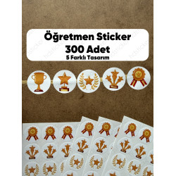 300 Adet Öğretmen Sticker Seti - Ödev Kontrol, Öğrenci Ödül, Aferin Bravo Motivasyon Etiketleri P3