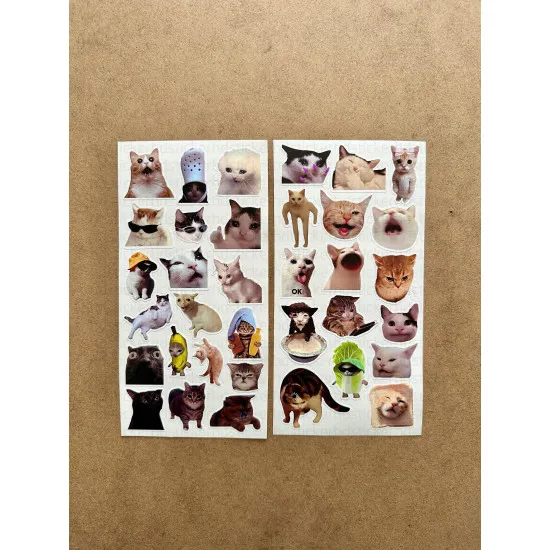 35 Adet Komik Kedi Temalı Sticker Seti Planner, Ajanda, Laptop Uyumlu Kediler Mini Etiket