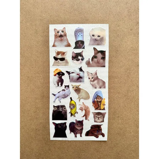 35 Adet Komik Kedi Temalı Sticker Seti Planner, Ajanda, Laptop Uyumlu Kediler Mini Etiket