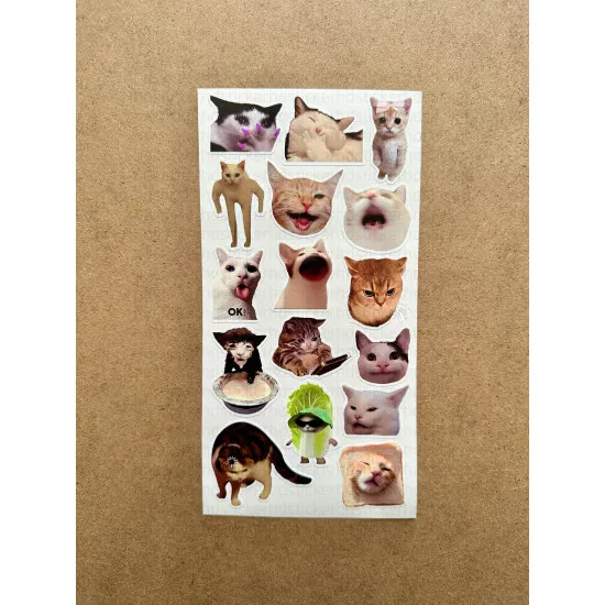 35 Adet Komik Kedi Temalı Sticker Seti Planner, Ajanda, Laptop Uyumlu Kediler Mini Etiket