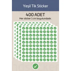 400 Adet Yeşil Tik Sticker 1 cm Onay Çıkartma Etiket Sticker Planlayıcı, Okul, Ofis Kullanımı