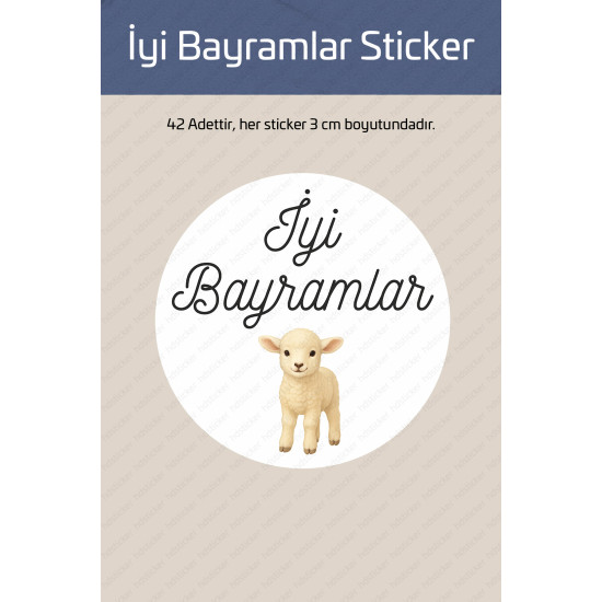 42 Adet İyi Bayramlar Kurban Bayramı Sticker Seti - 3x3 cm, Paketleme Ambalaj Kuzu Temalı Etiket P4 42 Adet İyi Bayramlar Kurban Bayramı Sticker Seti - 3x3 cm, Paketleme Ambalaj Kuzu Temalı Etiket P4