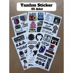 55 Adet Yazılım & Yazılımcı Software Developer Laptop Notebook Tablet Etiket Sticker Set P55