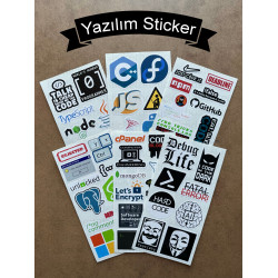 59 Adet Yazılım & Yazılımcı Software Developer Laptop Notebook Tablet Etiket Sticker Set P56