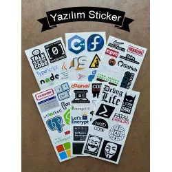 59 Adet Yazılım & Yazılımcı Software Developer Laptop Notebook Tablet Etiket Sticker Set P56