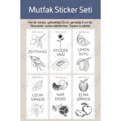 6 Adet Yıkanabilir Suya Dayanıklı Yağdanlık Şişe Etiketi Zeytinyağı Ayçiçek Yağı Nar Ekşisi Elma Üzüm Sirkesi Limon Suyu Mutfak Düzenleyici Çeyiz Organizer Kavanoz Sticker Folyo Çıkartma Seti