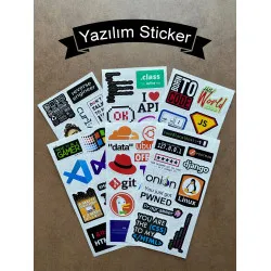 60 Adet Yazılım & Yazılımcı Software Developer Laptop Notebook Tablet Etiket Sticker Set P57