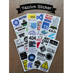 60 Adet Yazılım & Yazılımcı Software Developer Laptop Notebook Tablet Etiket Sticker Set P59
