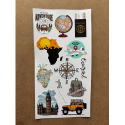 61 Adet Travel Seyahat Temalı Sticker Seti - Gezi, Valiz, Laptop, Defter İçin Renkli Etiket Çıkartma