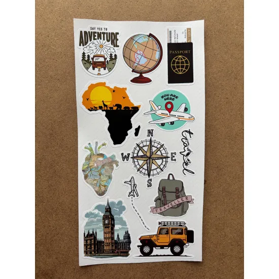 61 Adet Travel Seyahat Temalı Sticker Seti - Gezi, Valiz, Laptop, Defter İçin Renkli Etiket Çıkartma 61 Adet Travel Seyahat Temalı Sticker Seti - Gezi, Valiz, Laptop, Defter İçin Renkli Etiket Çıkartma