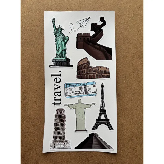 61 Adet Travel Seyahat Temalı Sticker Seti - Gezi, Valiz, Laptop, Defter İçin Renkli Etiket Çıkartma 61 Adet Travel Seyahat Temalı Sticker Seti - Gezi, Valiz, Laptop, Defter İçin Renkli Etiket Çıkartma