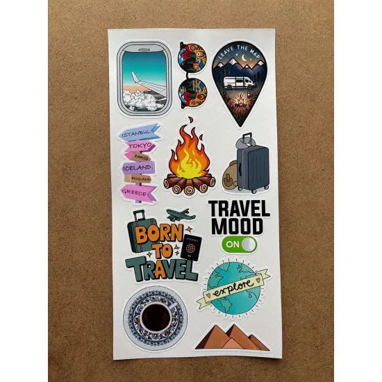 61 Adet Travel Seyahat Temalı Sticker Seti - Gezi, Valiz, Laptop, Defter İçin Renkli Etiket Çıkartma 61 Adet Travel Seyahat Temalı Sticker Seti - Gezi, Valiz, Laptop, Defter İçin Renkli Etiket Çıkartma