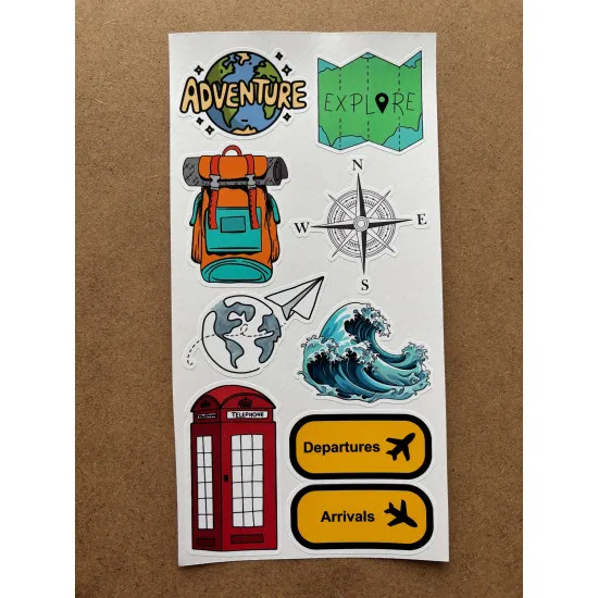 61 Adet Travel Seyahat Temalı Sticker Seti - Gezi, Valiz, Laptop, Defter İçin Renkli Etiket Çıkartma 61 Adet Travel Seyahat Temalı Sticker Seti - Gezi, Valiz, Laptop, Defter İçin Renkli Etiket Çıkartma