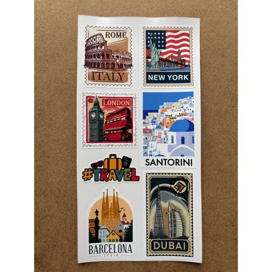 61 Adet Travel Seyahat Temalı Sticker Seti - Gezi, Valiz, Laptop, Defter İçin Renkli Etiket Çıkartma 61 Adet Travel Seyahat Temalı Sticker Seti - Gezi, Valiz, Laptop, Defter İçin Renkli Etiket Çıkartma