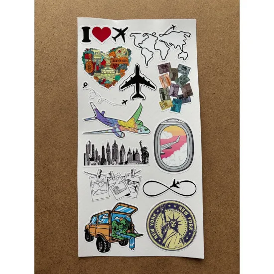 61 Adet Travel Seyahat Temalı Sticker Seti - Gezi, Valiz, Laptop, Defter İçin Renkli Etiket Çıkartma 61 Adet Travel Seyahat Temalı Sticker Seti - Gezi, Valiz, Laptop, Defter İçin Renkli Etiket Çıkartma