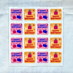 64 Adet Doğum Günü 4 cm Sticker Seti Happy Birthday İyi ki Doğdun Yaş Günü Çocuk Çıkartma Etiket P6