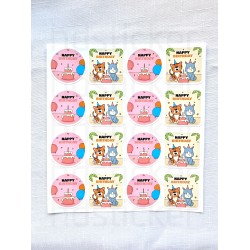 64 Adet Doğum Günü 4 cm Sticker Seti Happy Birthday İyi ki Doğdun Yaş Günü Çocuk Çıkartma Etiket P8