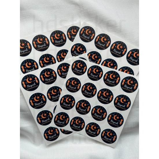 64 Adet Hayırlı Ramazanlar Ramazan Süsleme Paketleme Ambalaj Temalı Sticker Seti Etiket 4 CM P1