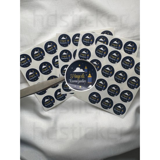 64 Adet Hayırlı Ramazanlar Ramazan Süsleme Paketleme Ambalaj Temalı Sticker Seti Etiket 4 CM P2