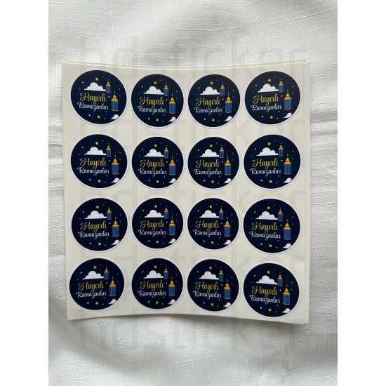 64 Adet Hayırlı Ramazanlar Ramazan Süsleme Paketleme Ambalaj Temalı Sticker Seti Etiket 4 CM P2