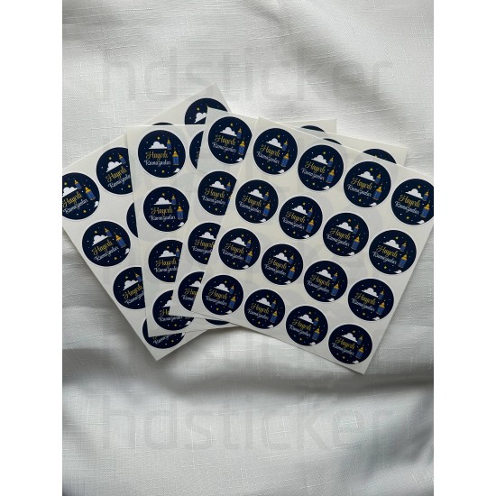 64 Adet Hayırlı Ramazanlar Ramazan Süsleme Paketleme Ambalaj Temalı Sticker Seti Etiket 4 CM P2