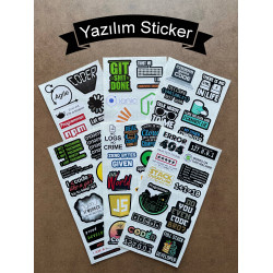 64 Adet Yazılım & Yazılımcı Software Developer Laptop Notebook Tablet Etiket Sticker Set P60