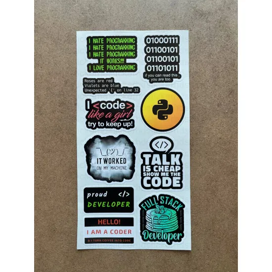 64 Adet Yazılım & Yazılımcı Software Developer Laptop Notebook Tablet Etiket Sticker Set P60