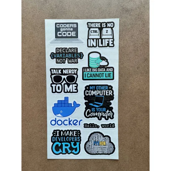 64 Adet Yazılım & Yazılımcı Software Developer Laptop Notebook Tablet Etiket Sticker Set P60