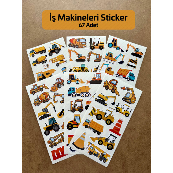67 Adet İş Makinesi Sticker Seti Dozer, Kepçe, Ekskavatör, Kamyon, Vinç, Beton Mikseri Temalı Etiket 67 Adet İş Makinesi Sticker Seti Dozer, Kepçe, Ekskavatör, Kamyon, Vinç, Beton Mikseri Temalı Etiket