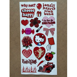 6'lı Kırmızı Art Temalı Sticker Seti 125 Adet Planner Ajanda Laptop Telefon Bullet Journal Etiket