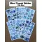 6'lı Mavi Art Temalı Sticker Seti 106 Adet Planner Ajanda Laptop Telefon Bullet Journal Etiket