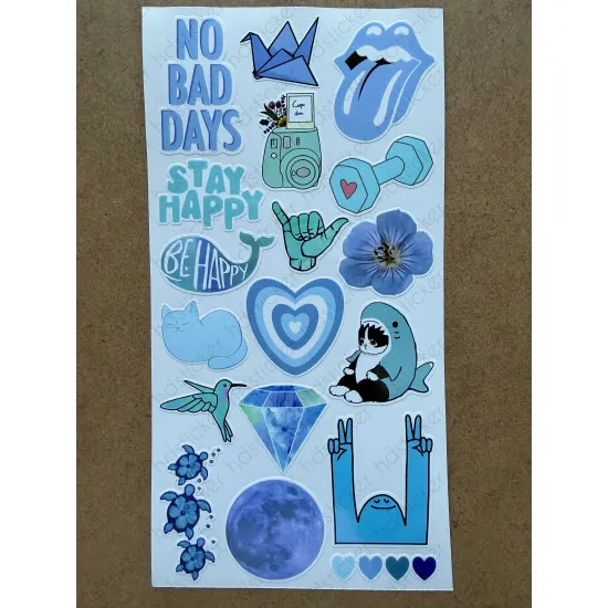 6'lı Mavi Art Temalı Sticker Seti 106 Adet Planner Ajanda Laptop Telefon Bullet Journal Etiket 6'lı Mavi Art Temalı Sticker Seti 106 Adet Planner Ajanda Laptop Telefon Bullet Journal Etiket