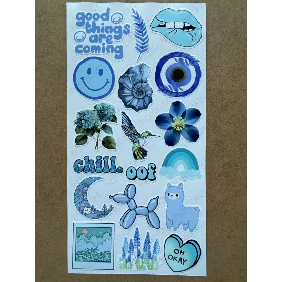 6'lı Mavi Art Temalı Sticker Seti 106 Adet Planner Ajanda Laptop Telefon Bullet Journal Etiket 6'lı Mavi Art Temalı Sticker Seti 106 Adet Planner Ajanda Laptop Telefon Bullet Journal Etiket