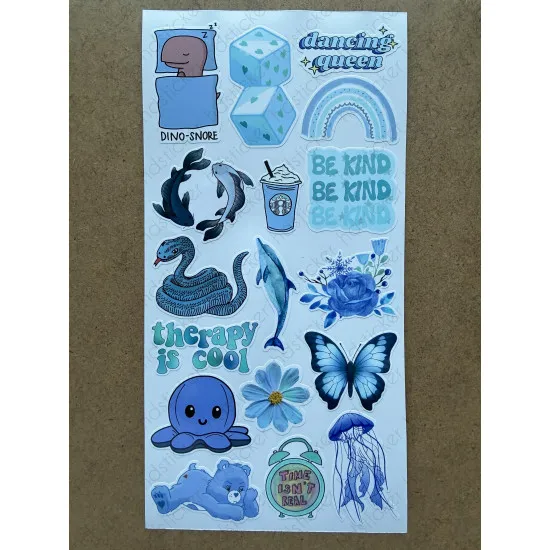 6'lı Mavi Art Temalı Sticker Seti 106 Adet Planner Ajanda Laptop Telefon Bullet Journal Etiket 6'lı Mavi Art Temalı Sticker Seti 106 Adet Planner Ajanda Laptop Telefon Bullet Journal Etiket
