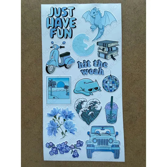 6'lı Mavi Art Temalı Sticker Seti 106 Adet Planner Ajanda Laptop Telefon Bullet Journal Etiket 6'lı Mavi Art Temalı Sticker Seti 106 Adet Planner Ajanda Laptop Telefon Bullet Journal Etiket