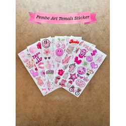 6'lı Pembe Art Temalı Sticker Seti 107 Adet Planner Ajanda Laptop Telefon Bullet Journal Etiket