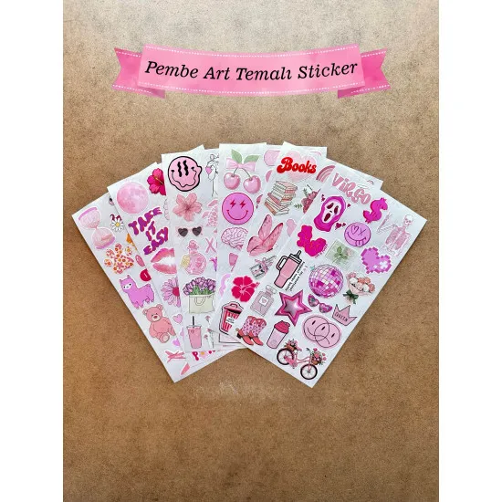 6'lı Pembe Art Temalı Sticker Seti 107 Adet Planner Ajanda Laptop Telefon Bullet Journal Etiket 6'lı Pembe Art Temalı Sticker Seti 107 Adet Planner Ajanda Laptop Telefon Bullet Journal Etiket