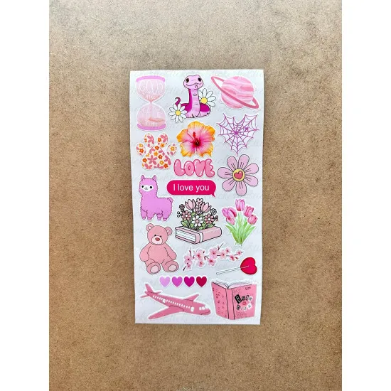 6'lı Pembe Art Temalı Sticker Seti 107 Adet Planner Ajanda Laptop Telefon Bullet Journal Etiket 6'lı Pembe Art Temalı Sticker Seti 107 Adet Planner Ajanda Laptop Telefon Bullet Journal Etiket