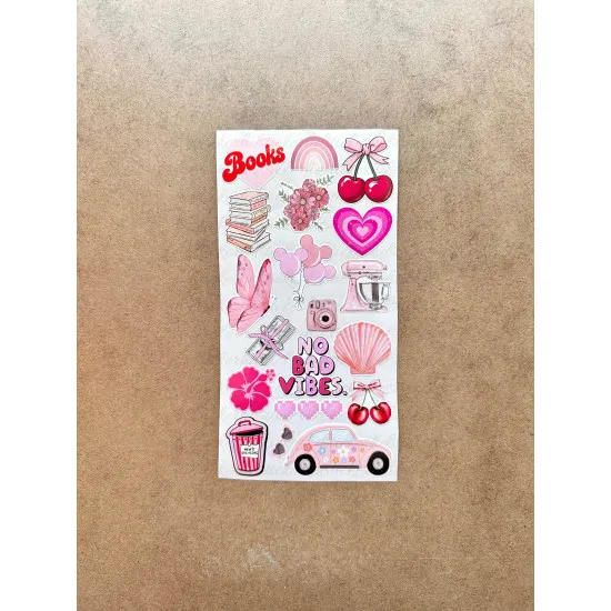 6'lı Pembe Art Temalı Sticker Seti 107 Adet Planner Ajanda Laptop Telefon Bullet Journal Etiket 6'lı Pembe Art Temalı Sticker Seti 107 Adet Planner Ajanda Laptop Telefon Bullet Journal Etiket