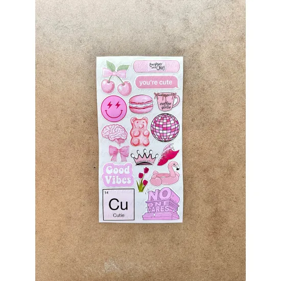 6'lı Pembe Art Temalı Sticker Seti 107 Adet Planner Ajanda Laptop Telefon Bullet Journal Etiket 6'lı Pembe Art Temalı Sticker Seti 107 Adet Planner Ajanda Laptop Telefon Bullet Journal Etiket